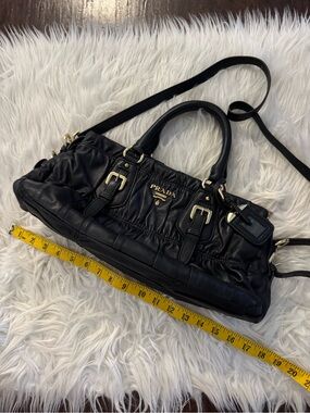 Prada Black Leather Satchel with Gold-Tone Hardware